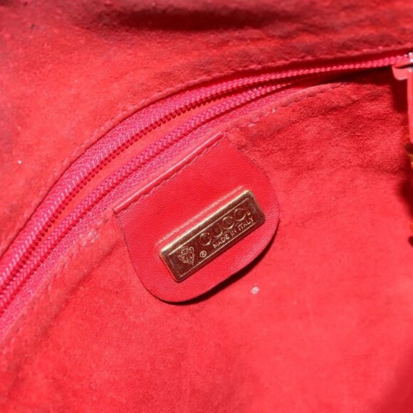 GUCCI Shoulder Bag Leather Red Gold Auth - Picture 12 of 16